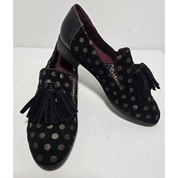 L’Artiste Klasik Women’s Loafers Spring Step Black Polka Dot Suede/Leather EU 38 - Picture 1 of 9